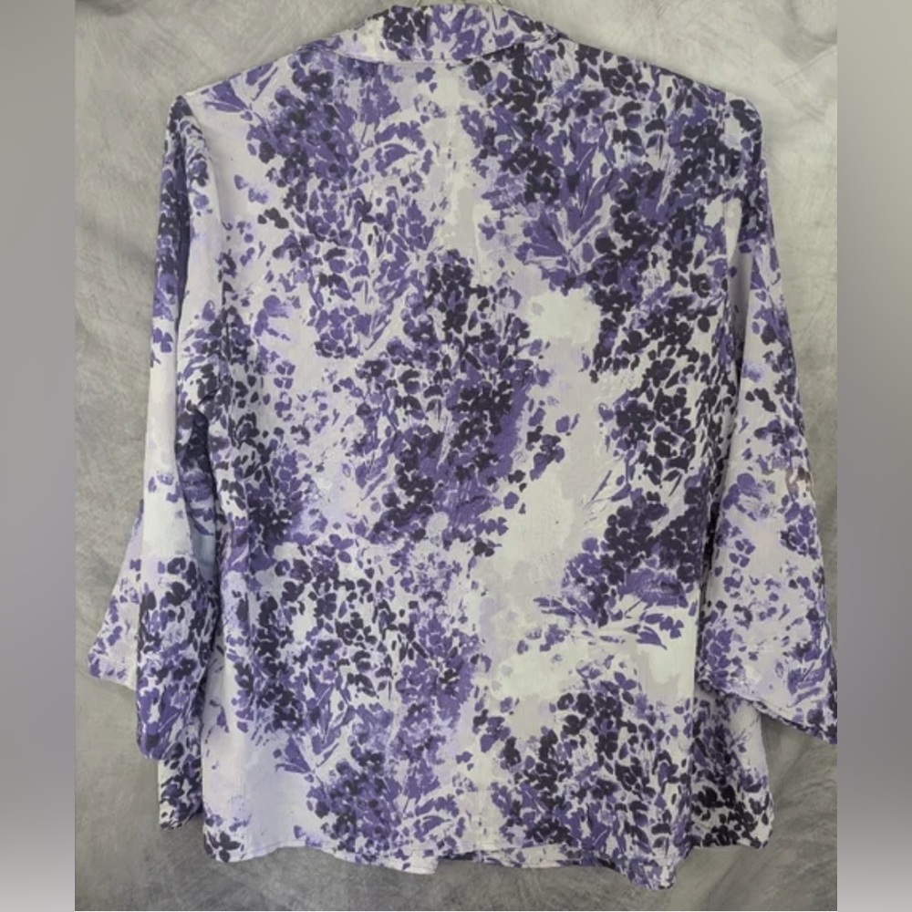 White Stag Purple and White Patterned Blouse 4X - Picture 2 of 7